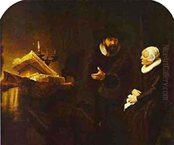 The Mennonite Minister Cornelius Claeszoon Anslo In Conversation With His Wife Aaltje 1641 - view 1