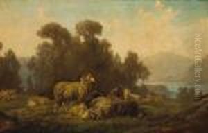 A Flock Of Sheep In An Extensive Landscape by Filippo Palizzi