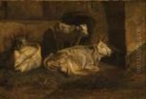 Interno Di Stalla Con Mucche by Filippo Palizzi