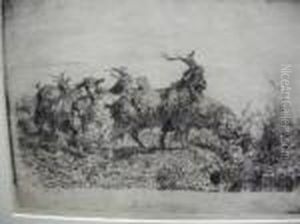 Le Capre - 1870 by Filippo Palizzi