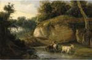 Caprette Presso Il Ruscello by Filippo Palizzi