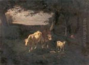 Cows In A Landscape by Filippo Palizzi