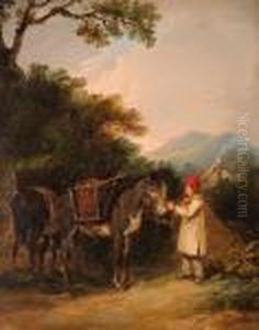 Contadino Con Asinelli by Giuseppe Palizzi