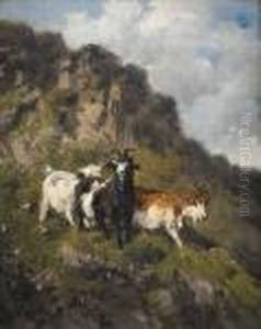 Chevres En Montagne by Giuseppe Palizzi