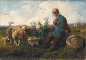 Pastorello Con Pecore by Giuseppe Palizzi
