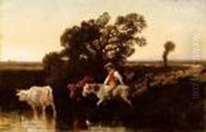 Il Guado - 1852 by Giuseppe Palizzi