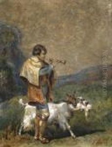 Pastorello Con Capre by Giuseppe Palizzi