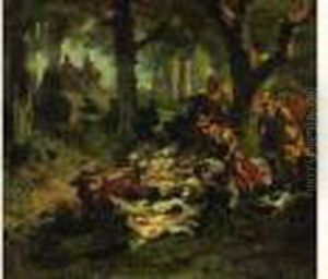 Chasse Au Cerf by Giuseppe Palizzi