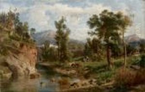 Campagna Irpina - Cavalli Al Pascolo by Giuseppe Palizzi