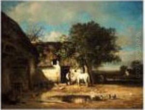 Farmyard Scene by Giuseppe Palizzi