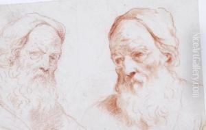 Study Of Two Male Heads by Acopo D'Antonio Negretti (see Palma Giovane)