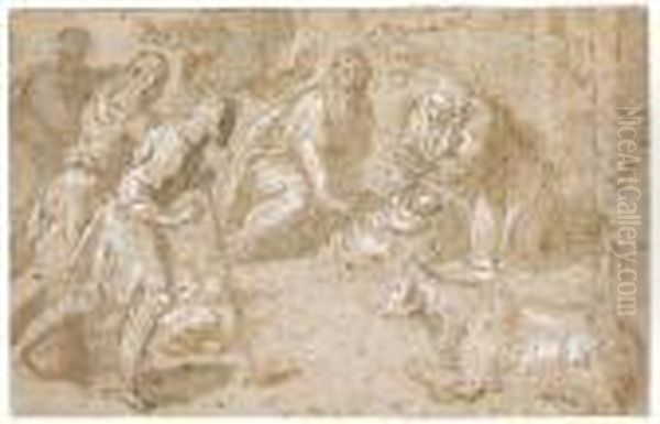The Adoration Of The Shepherds by Acopo D'Antonio Negretti (see Palma Giovane)