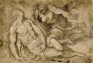 Venus Discovering The Dead Adonis by Acopo D'Antonio Negretti (see Palma Giovane)