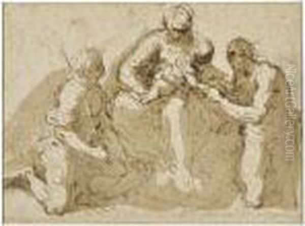 Recto: The Madonna And Child With St. Jerome And A Warriorsaint - view 1