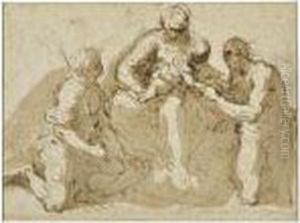 Recto: The Madonna And Child With St. Jerome And A Warriorsaint