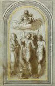 Die Madonna Erscheint Den Heiligen Michael, Sebastian Und Zwei Weiteren Heiligen