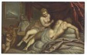 Venus And Adonis by Acopo D'Antonio Negretti (see Palma Giovane)