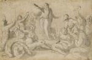 La Fureur De Moise Devant Le Peuple Des Hebreux by Acopo D'Antonio Negretti (see Palma Giovane)