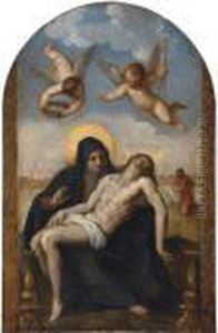 The Pieta, A View Of Venice Beyond by Acopo D'Antonio Negretti (see Palma Giovane)