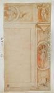 Etude D'architecture: Personnages Dans Des Cartouches by Acopo D'Antonio Negretti (see Palma Giovane)