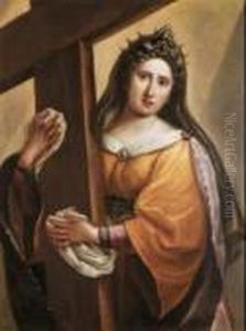 Ambito Di Santa Che Regge La Croce Di Cristo