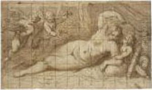 Venus And Cupid by Acopo D'Antonio Negretti (see Palma Giovane)