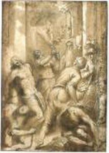 Flagellation Of Christ by Acopo D'Antonio Negretti (see Palma Giovane)