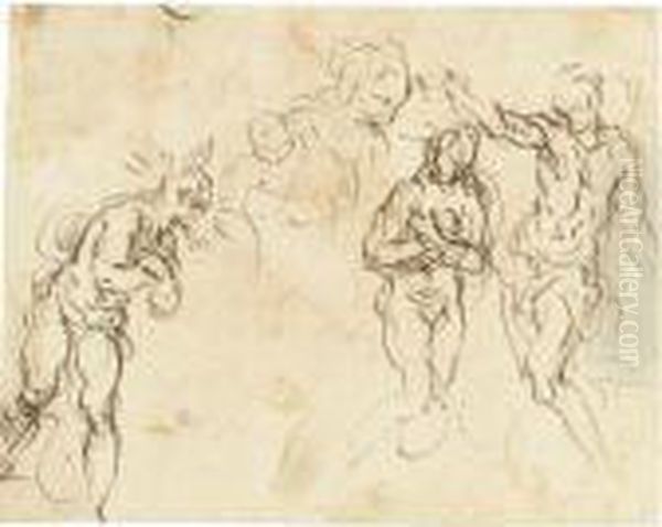 Sheet Of Figure Studies For A Baptism Of Christ - view 1