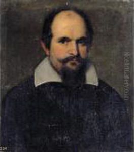 Portrait Of A Gentleman, Head And Shoulders, Wearing Black With A White Collar by Acopo D'Antonio Negretti (see Palma Giovane)