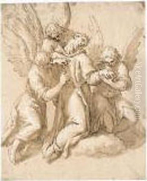 St. Francis Tended By Three Angels - view 1