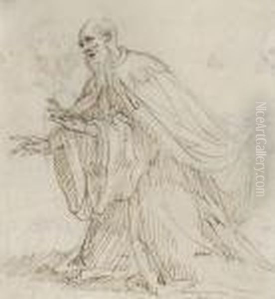 Study Of A Kneeling Man With Outstretched Arms - view 1