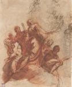 Un Groupe De Personnages Sur Un Nuage by Acopo D'Antonio Negretti (see Palma Giovane)