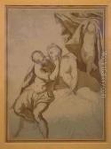 Mars And Venus And Study Of Men Wrestling, A Double-sideddrawing - view 1
