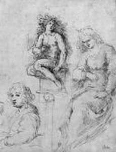 Portrait Of Adriana Negretti, 
The Artist's Wife, Seated On A Chair,and Studies Of Bacchus And A Seated
 Woman