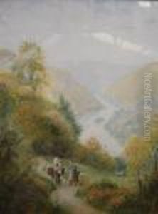 Figures On A Country Path With Woodland And A Riverbeyond Figures On A Country Path With Woodland And A Riverbeyond