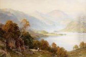A Shepherd In An Extensive Landscape by Harry Sutton Palmer