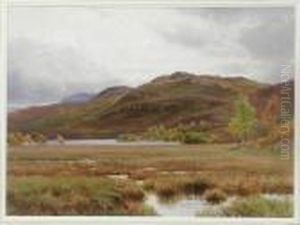 A Scottishhighland Landscape In An Autumn Setting by Harry Sutton Palmer