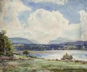 River Landscape With Hay Barge by Harry Sutton Palmer