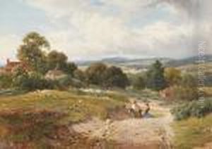 Extensive Country Landscape With Figures And Donkey On A Path by Harry Sutton Palmer