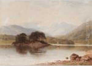 Sailing Boat On A Lake With Mountains Beyond Sailing Boat On A Lake With Mountains Beyond