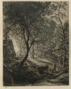 The Herdsman's Cottage Or Sunset by Samuel Palmer