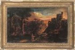 Castle Ruins At Sunset by Samuel Palmer