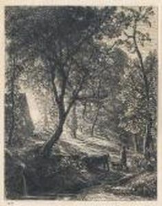 The Herdsman's Cottage Or Sunset (lister 3) by Samuel Palmer