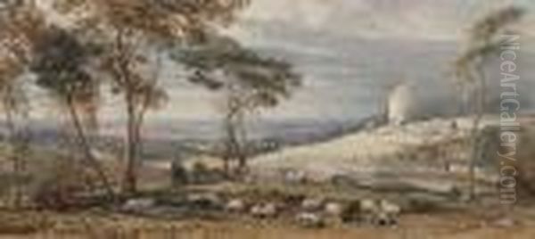 Landscape With Sheep And Cattle And A Windmill In The Distance - view 1