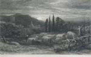 The Rising Moon (an English Pastoral) by Samuel Palmer