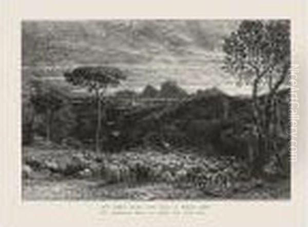 Illustrations For Eclogues:
Opening The Fold; The Homeward Star; The Cypress Grove; The Sepulchre;
And Moeris And Galatea (a.13-17) - view 1