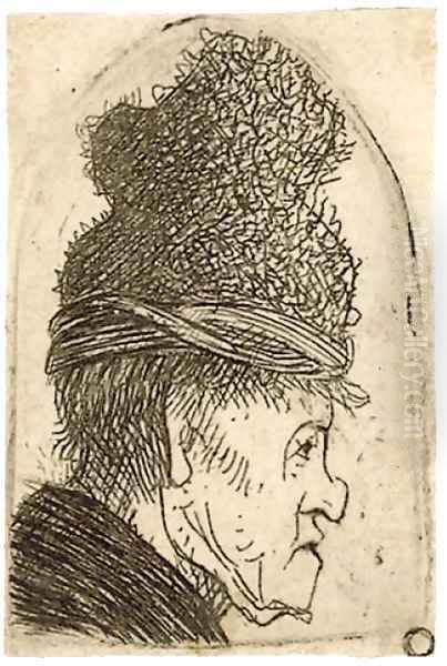 A grotesque Profile Man in a high Cap - view 1
