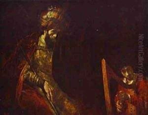 David Playing The Harp Before Saul 1656 by Harmenszoon van Rijn Rembrandt
