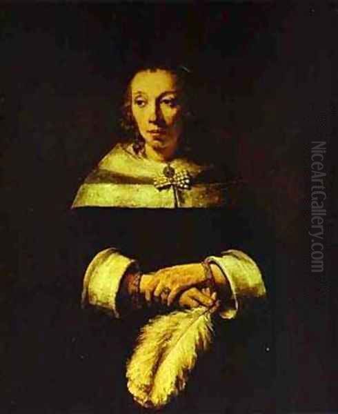 Portrait Of A Lady With An Ostrich Fea Her Fan 1660 - view 1