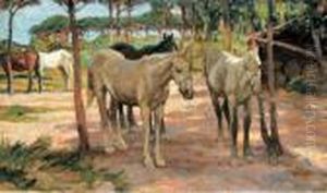 Cavalli Al Maneggio Olio by Ruggero Panerai